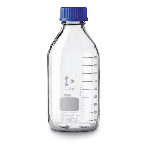 LABORATORY BOTTLES Glass c/w local blue PP screw-cap